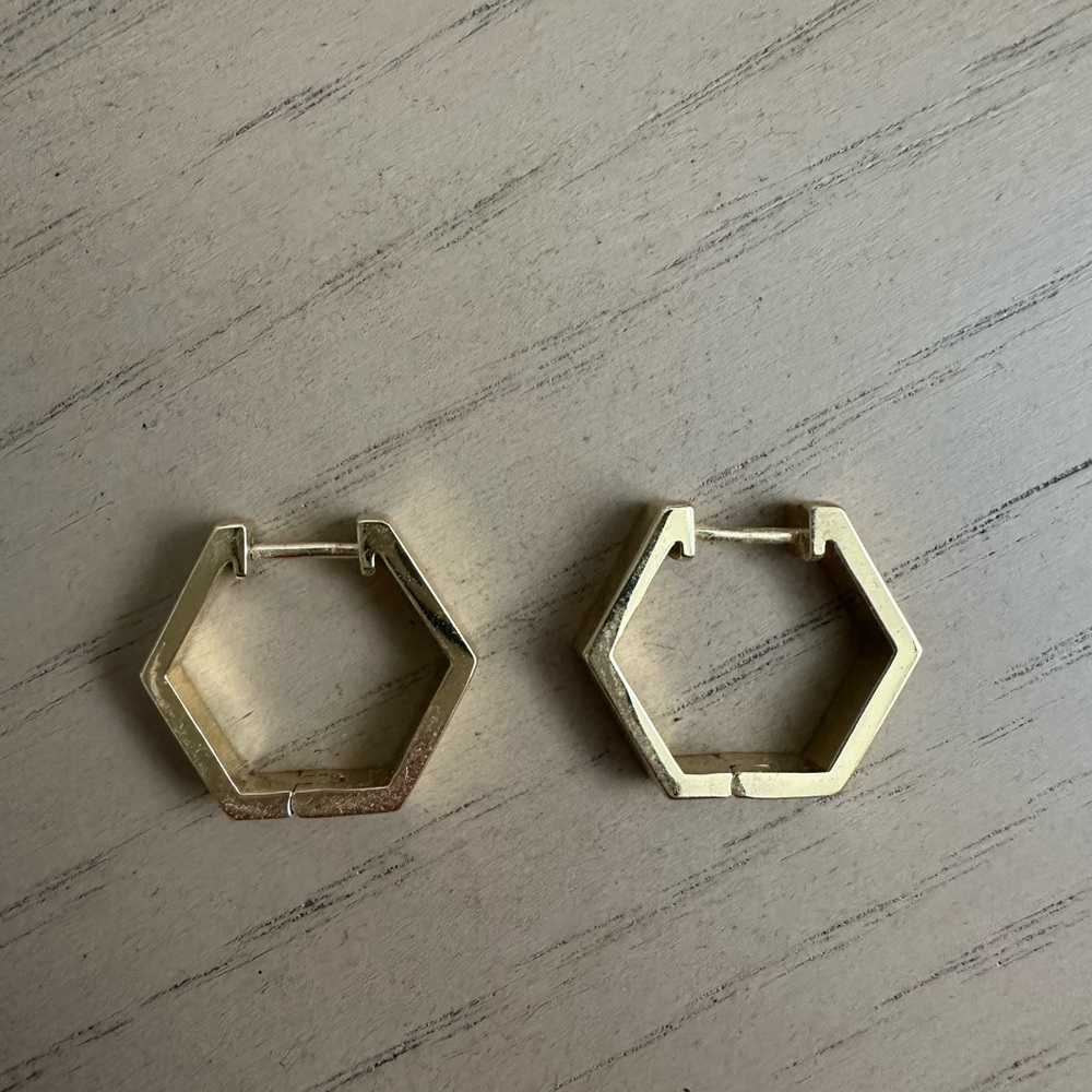 Hexagon Gold Hoop Earrings